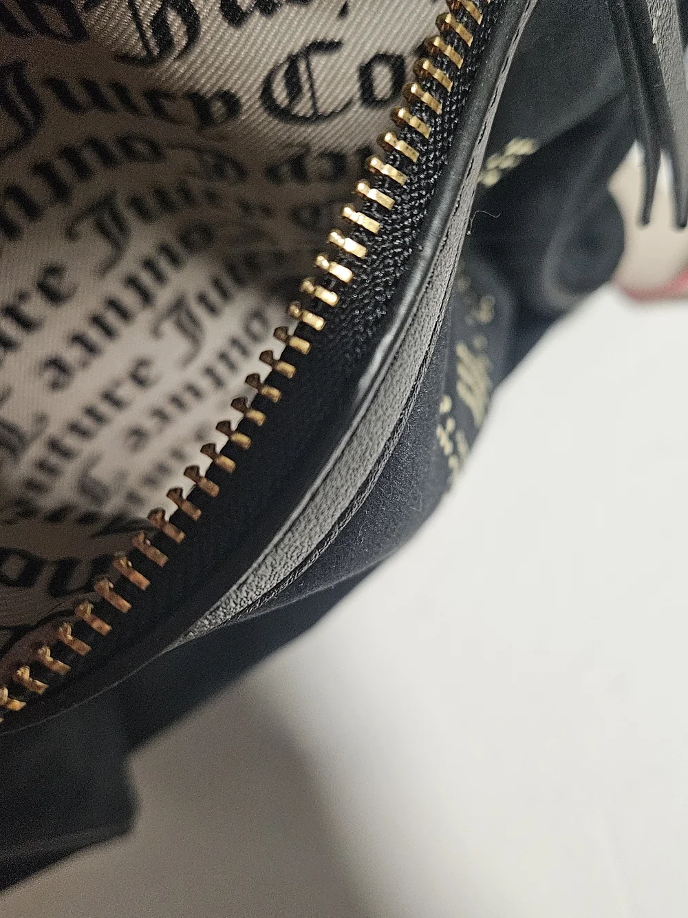 Juicy Couture Black Velvet Mini Backpack with Gold Stud Logo